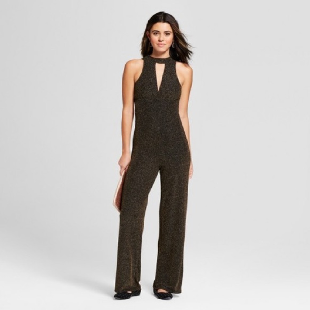 Almost Famous Gold & Black Jumpsuit
